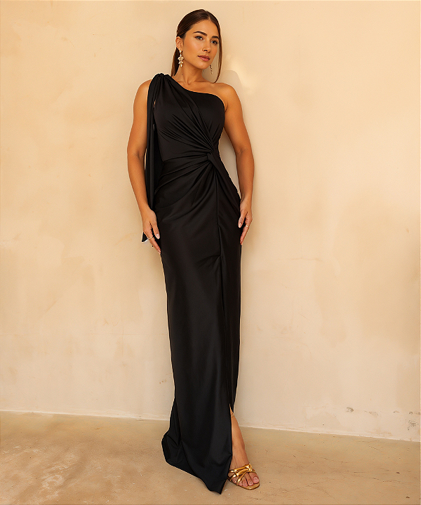 VESTIDO LONGO UM OMBRO SÓ FENDA