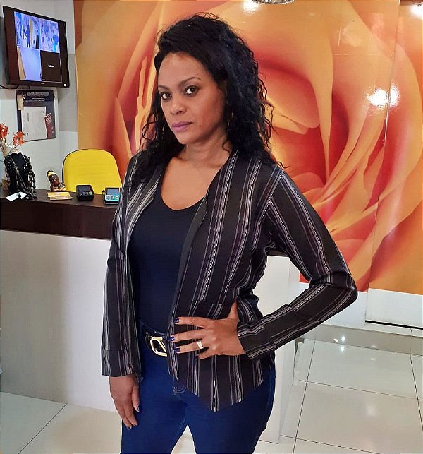 Blazer Curto Listrado Amicia