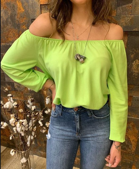 Blusa Ciganinha Jeanseria cor jade