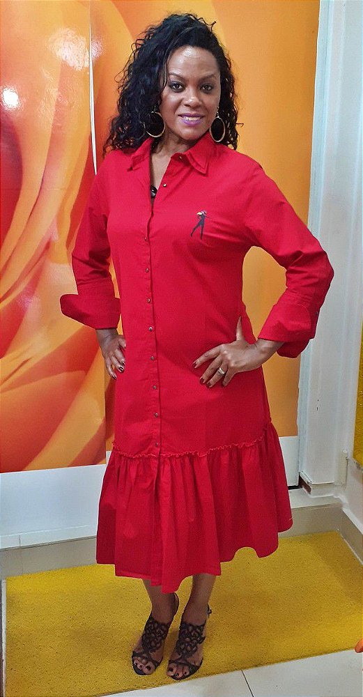 vestido camisa vermelho