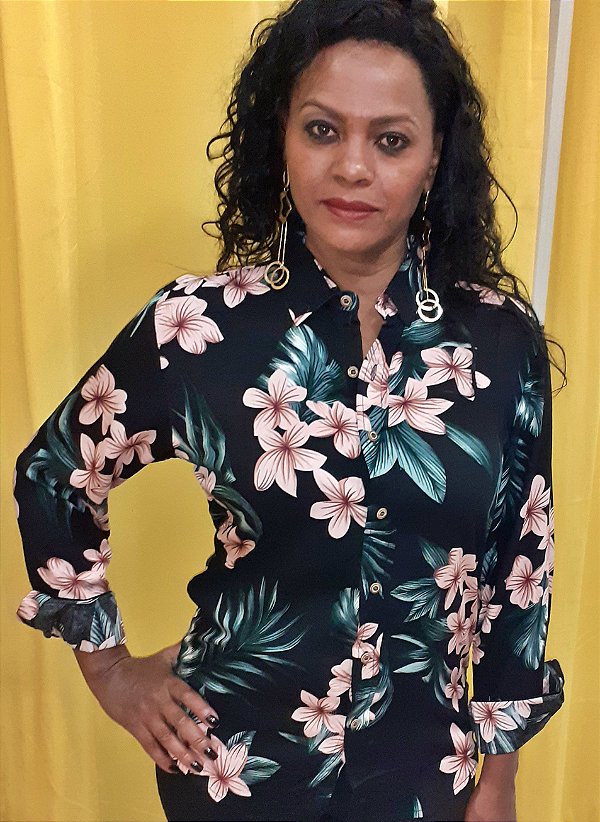 Camisa Unisex de Viscose Estampada - Manga Longa