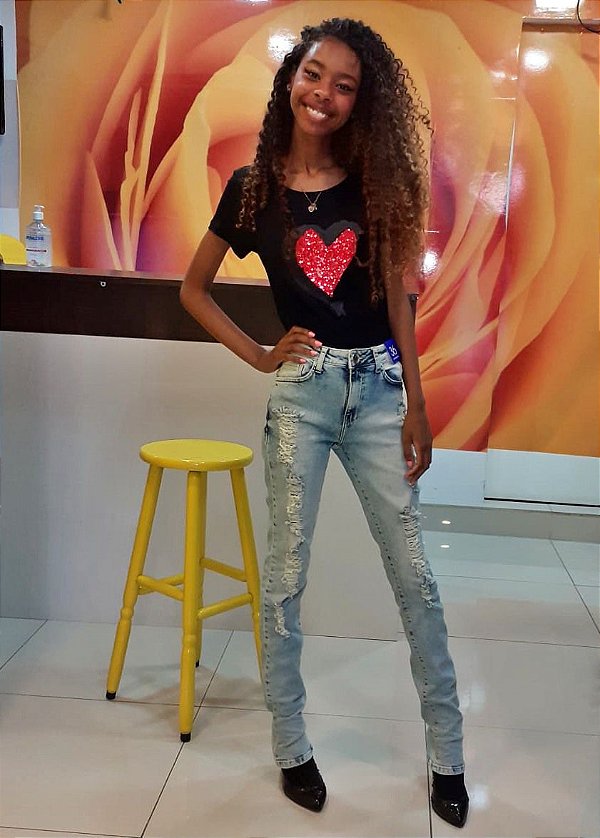 Calça Feminina Jeanseria Trompete Paula Jeans Destroyed