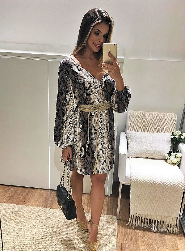 Vestido Curto ML Snake Ave Rara Fashion