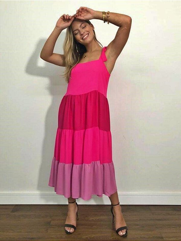 Vestido Midi Color Amarração nas Alças 3