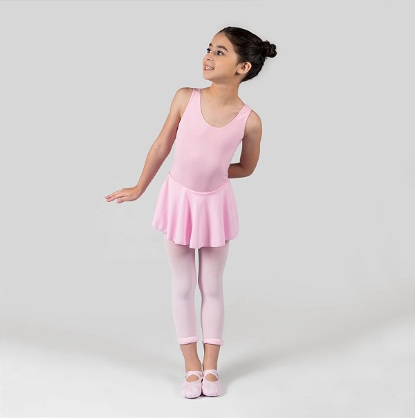 Collant de Ballet com Sainha em Helanca Infantil
