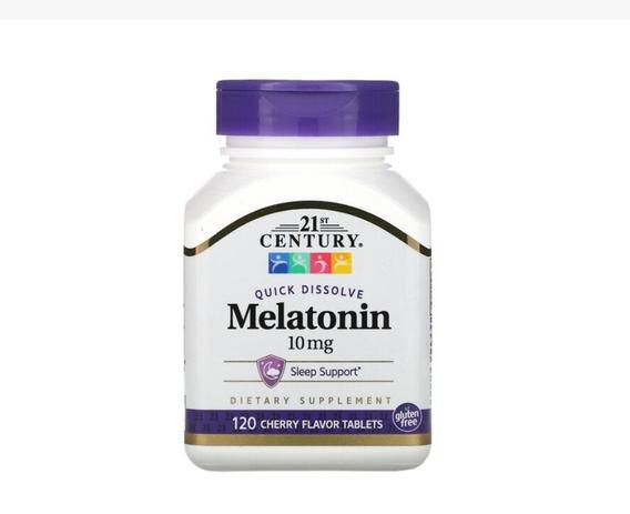 Melatonina, 10 mg, Dissolução Rápida, Sabor Cereja, 120 tabletes, 21st Century