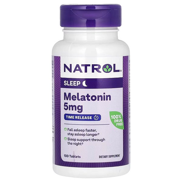 Melatonina, 5 mg, Liberação Prolongada, 100 tabletes, Natrol