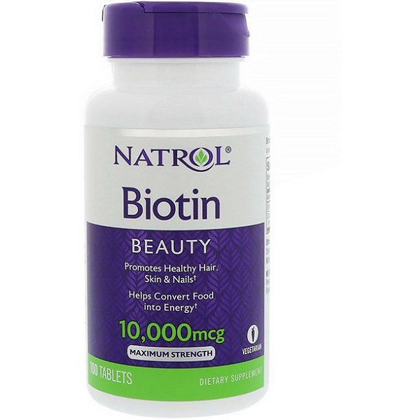 Biotina, Força Máxima, 10.000 mcg, 100 Comprimidos, Natrol