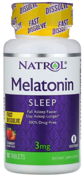 Melatonina, 3 mg, Dissolução Rápida, Sabor Morango, 90 tabletes, Natrol