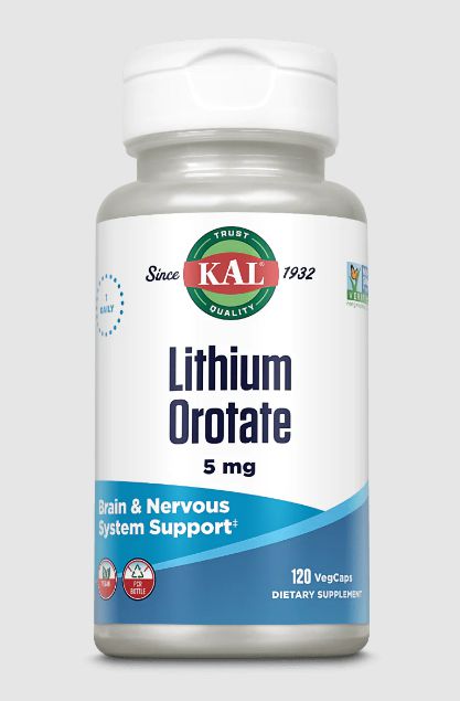 Lítio Orotato (Lithium Orotato), 5mg, 120 Cápsulas, Kal