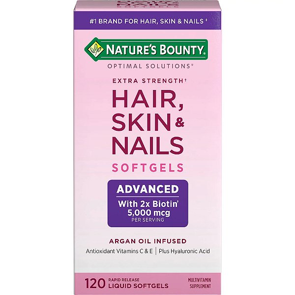Vitamina Extra Forte Cabelo, Pele e Unha, Advanced, 120 Cápsulas, Nature’s Bounty
