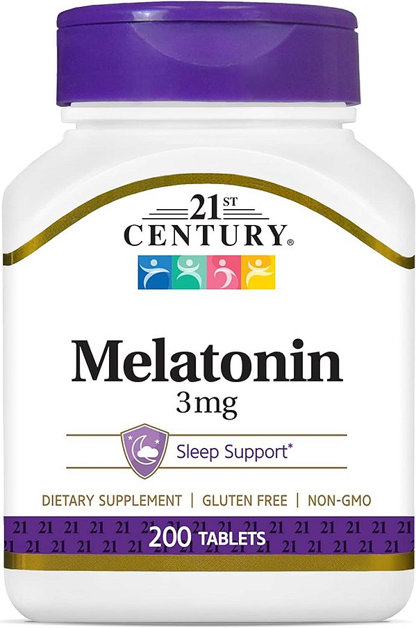 Melatonina, 3 mg, 200 comprimidos, 21st Century