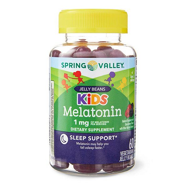 Melatonina Infantil, 1 mg, Sabor Frutas Vermelhas, 60 Jelly Beans, Spring Valley