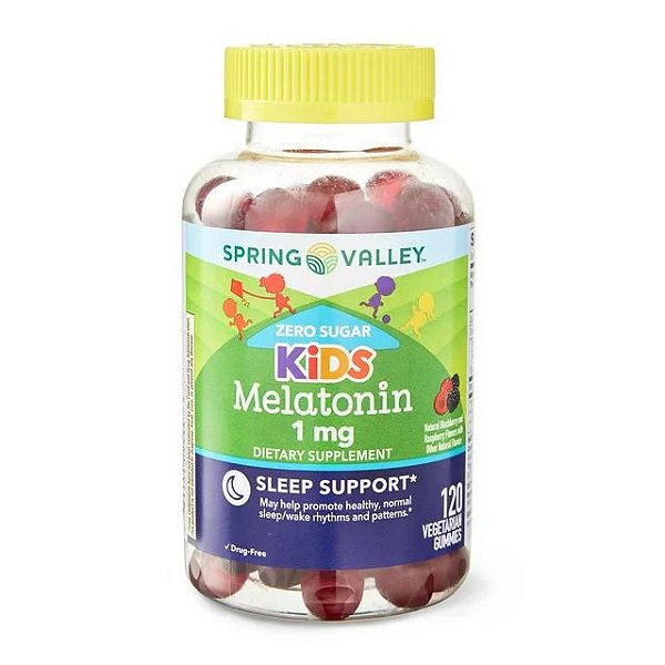 Melatonina Infantil, 1 mg, Zero Açúcar, Frutas Vermelhas, 120 Gomas, Spring Valley