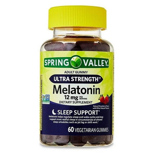 Melatonina, 12 mg, Sabor Blueberry, 60 Gomas, Spring Valley