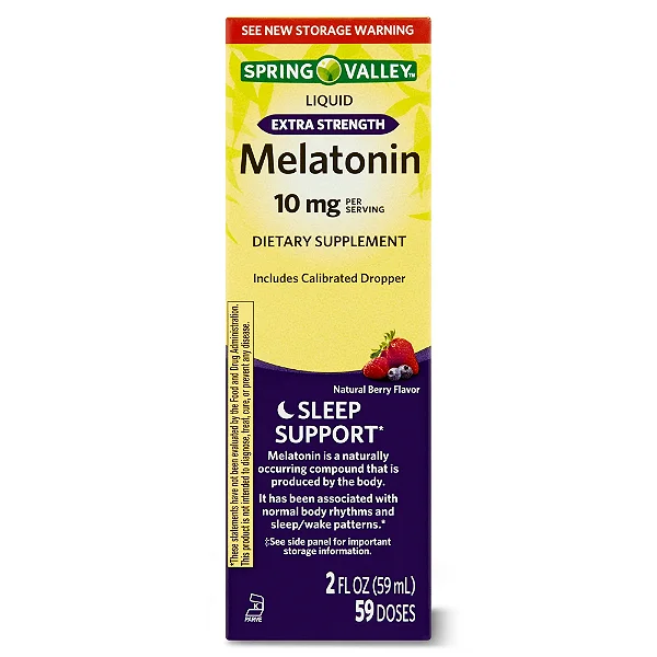 Melatonina Líquida, 10 mg, Sabor Frutas Vermelhas, 59 mL, Spring Valley