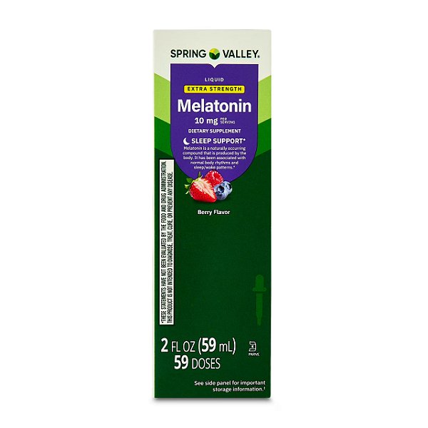 Melatonina Líquida, 10 mg, Sabor Frutas Vermelhas, 59 mL, Spring Valley