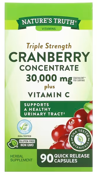 Cranberry com Vitamina C, 30.000 mg, 90 Cápsulas, Nature's Truth