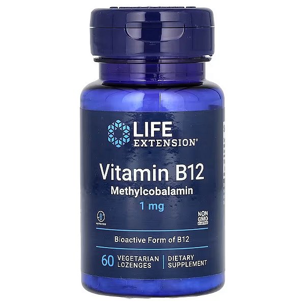 Vitamina B12, Metilcobalamina, 1 mg, 60 Pastilhas, Life Extension