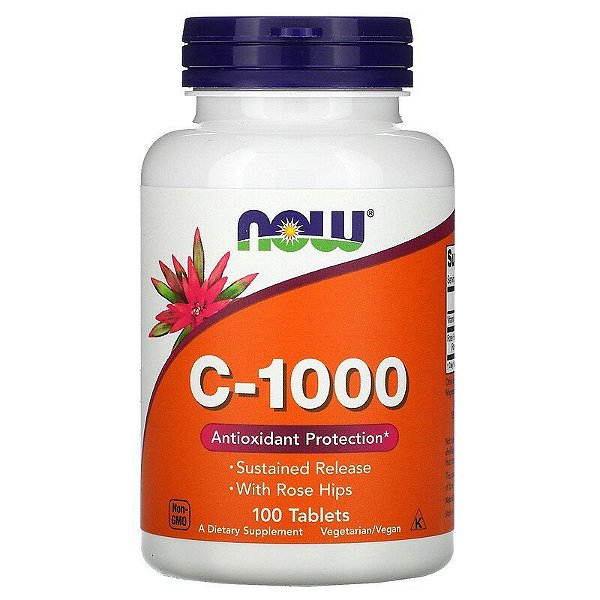 Vitamina C-1000 com Rosa-Mosqueta e Bioflavonoides, 100 Comprimidos, NOW Foods
