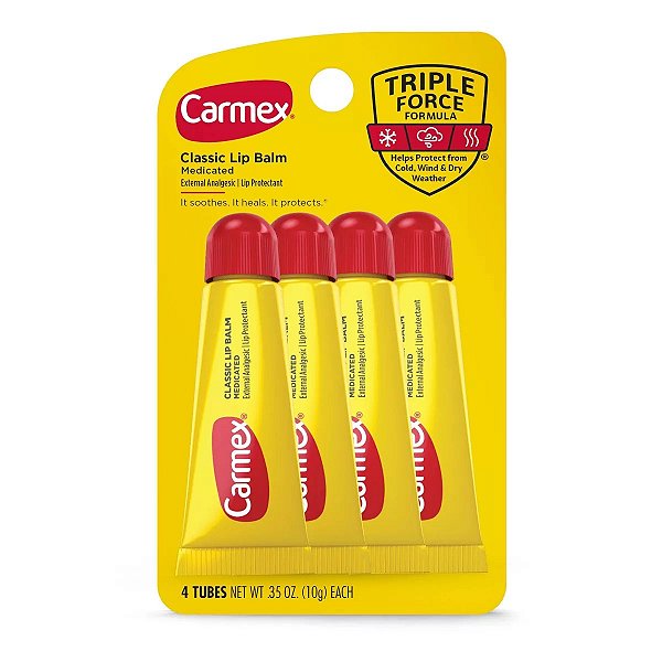Hidratante Labial, Classic Medicated, Bisnaga, Kit com 4 Unidades, Carmex