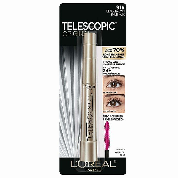Máscara de Cílios, Telescopic Original, Black Brown, L'Oréal Paris