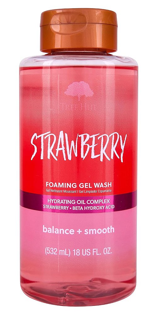 Gel de Limpeza Corporal Espumante, Morango, 532mL, Tree Hut