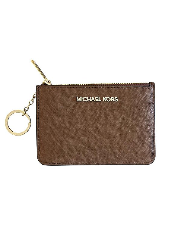 Porta-Cartão com Zíper Jet Set Travel, Couro Saffiano, Luggage, Michael Kors