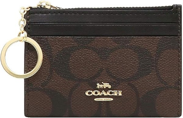 Porta-Cartão Mini Skinny ID Case, Couro Crossgrain Brown/Black, Coach