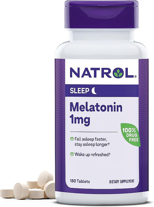 Melatonina, 1 mg, 180 Tabletes, Natrol