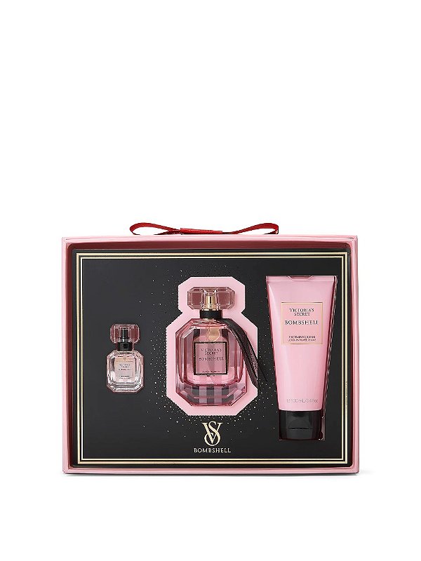 Kit Presente com Perfume 50 mL + Mini 7,5 mL + Loção Corporal 100 mL, Bombshell, Victoria’s Secret