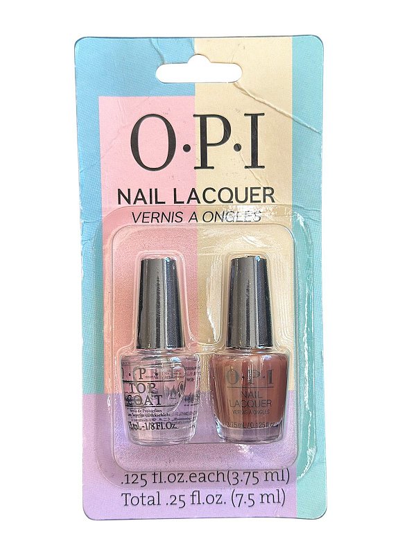 Kit com Mini Esmalte e Finalizador, Nail Lacquer + Top Coat, 3,75 mL Cada, O.P.I