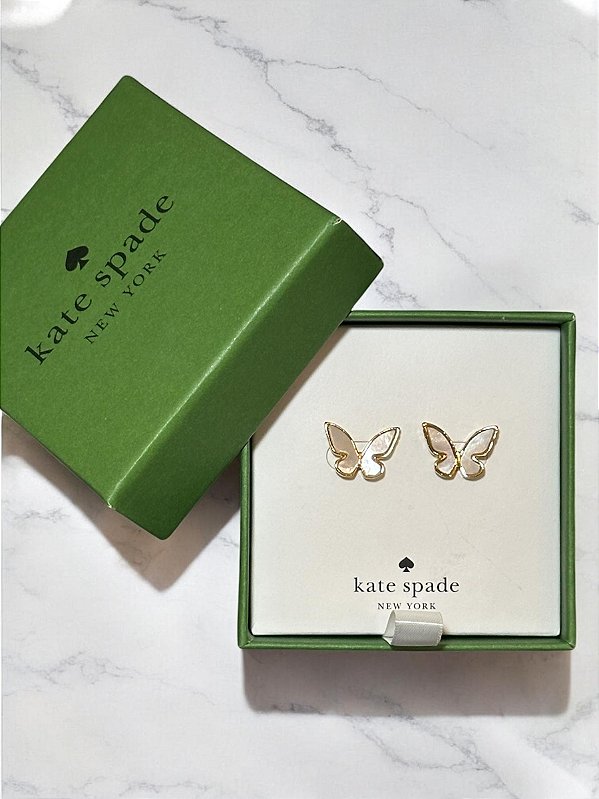 Brinco Stud Borboleta com Madrepérola, Dourado, Kate Spade