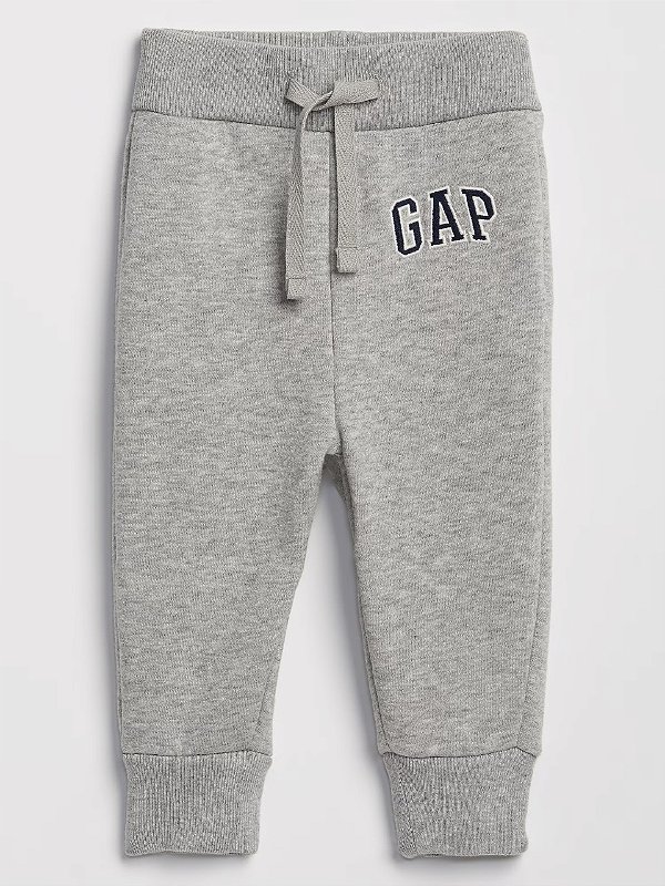 Calça Moletom Infantil com Logo Bordado, Cinza Mescla Clara, GAP