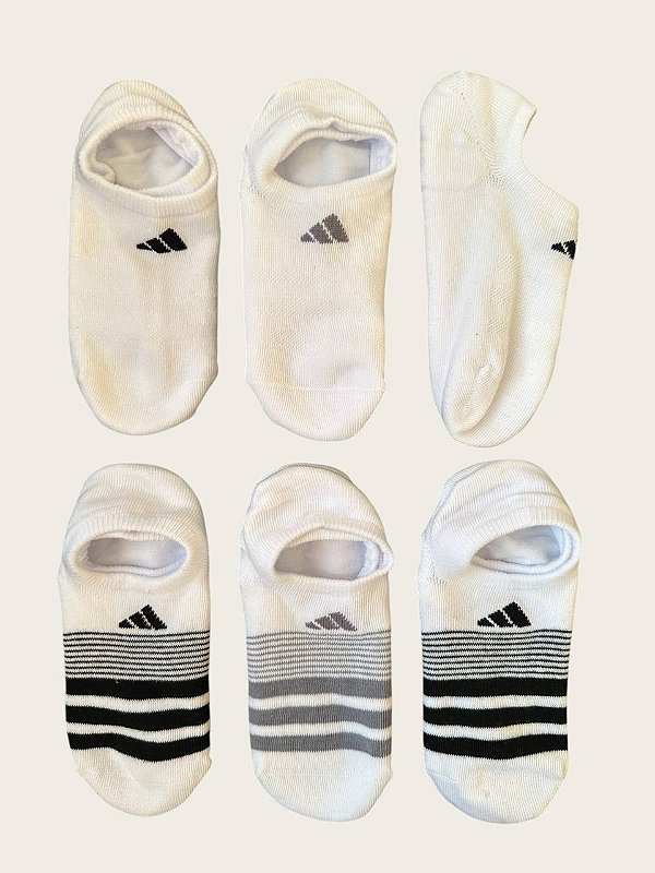 Kit com 6 Pares de Meias Super Invisíveis, Modelo Superlite, Tamanho 34 ao 39 BR, Adidas