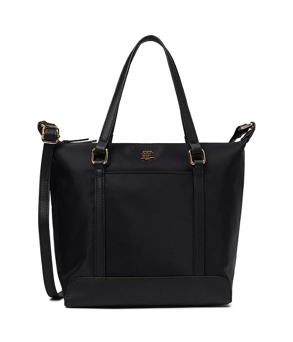 Bolsa Tote Média com Alça Dupla, Preta, Tommy Hilfiger