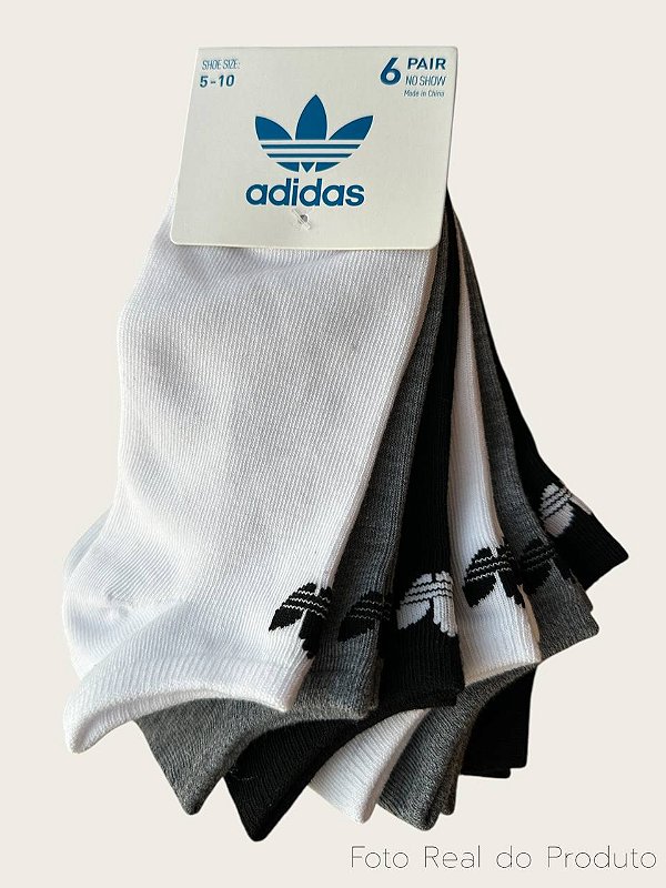 Kit com 6 Pares de Meias Invisíveis, Cores Sortidas, Tamanho 34 ao 40 BR, Adidas