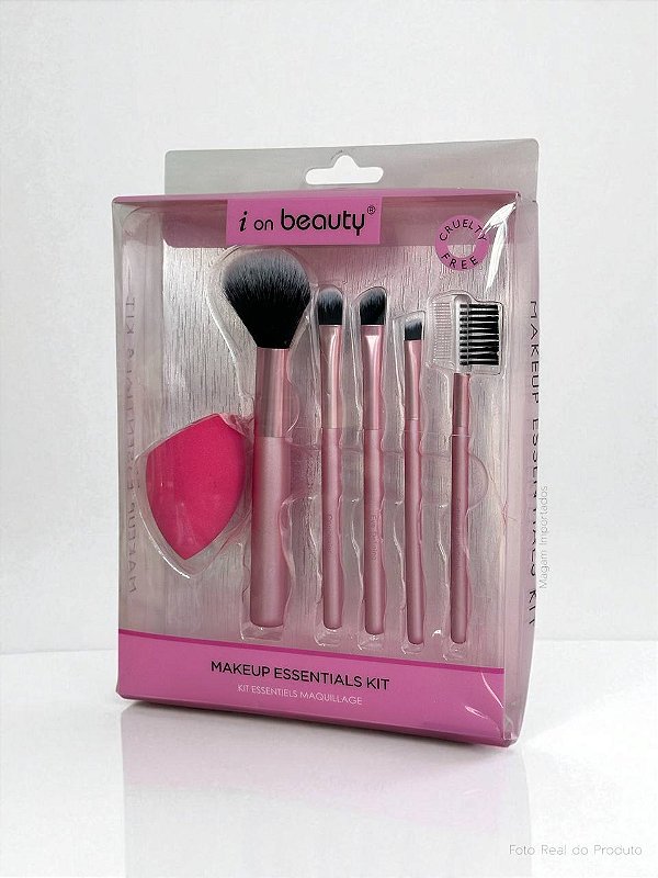 Kit de Pincéis de Maquiagem com Esponja, Makeup Essentials Kit, 6 Peças, I on Beauty