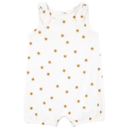 Macacão Curto de Bebê, Romper, Girassol Branco, Carter’s