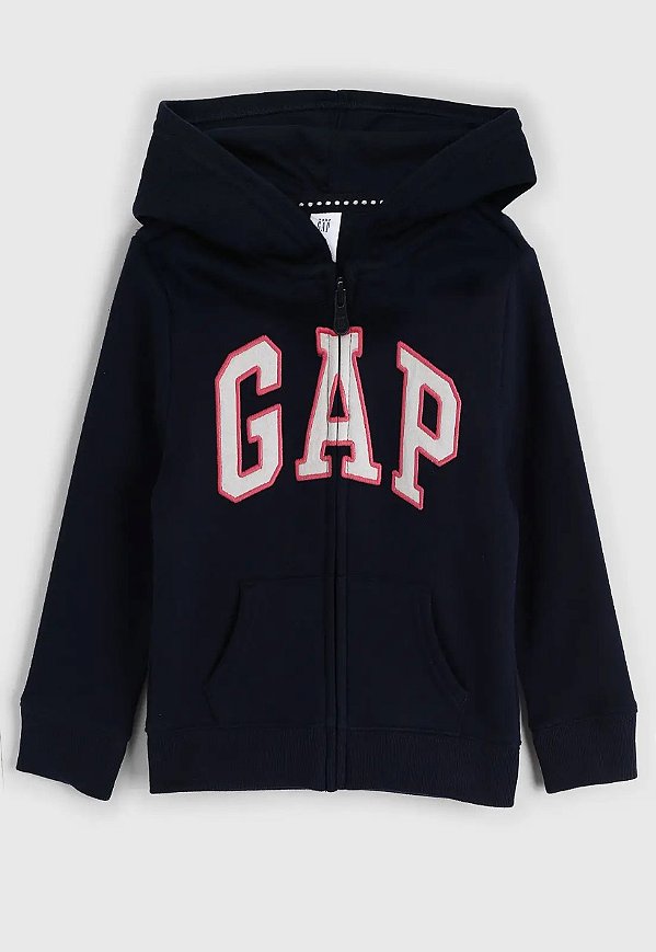 Moletom Infantil com Capuz e Zíper, Azul Marinho, GAP