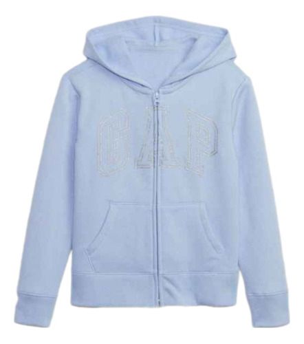 Moletom Infantil com Capuz e Zíper, Azul Claro, GAP