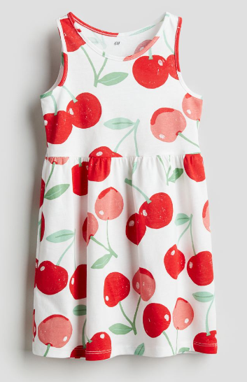 Vestido Infantil Regata com Estampa de Cerejas, H&M
