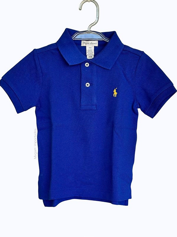 Camiseta Polo Bebê, Azul Royal com Logo Bordado, Ralph Lauren