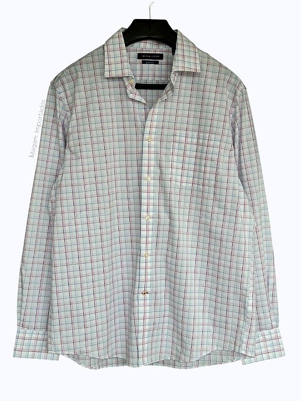 Camisa Masculina, Manga Longa Xadrez, Tommy Hilfiger