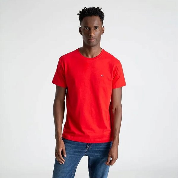 Camiseta Masculina, Vermelha com Logo, Tommy Hilfiger