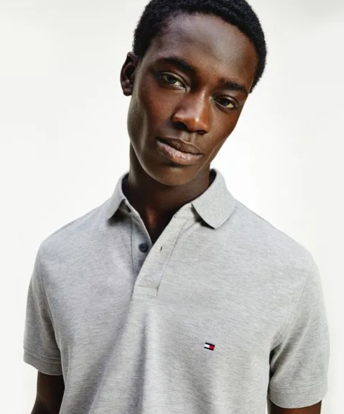 Camiseta Polo Masculina, Cinza, Tommy Hilfiger