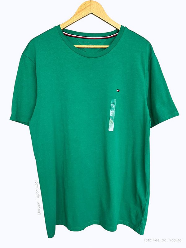 Camiseta Masculina, Verde com Logo, Tommy Hilfiger