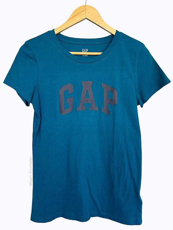 Camiseta Feminina Logo, Azul Petróleo, GAP