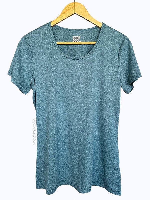 Camiseta Feminina Dry Fit, Azul Mescla, 32 Degrees Cool