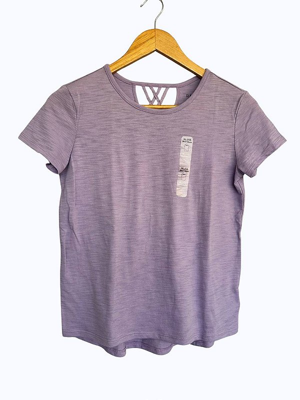 Camiseta Infantil com Detalhe nas Costas, Lilás Claro, Gap